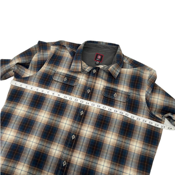 Swiss Tech Men's Brown and Blue Plaid Button Down Size XL - Picture 5 of 6